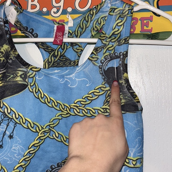 VINTAGE Y2K 2000’s CROWN ROYAL COBALT BLUE CHAIN STRETCHY TANK TOP - Picture 9 of 10